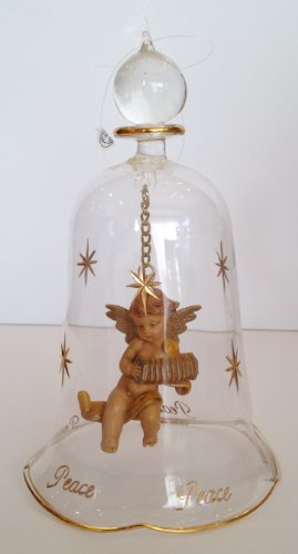 Fontanini Peace 6″ Etched Glass Bell Ornament with Cherub