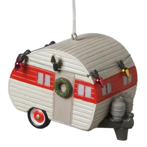 Decorated for Christmas Holiday Teardrop Camper Trailer Ornament Midwest CBK