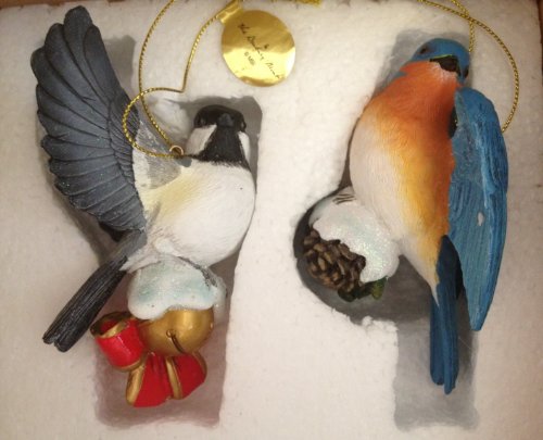 Danbury Mint Chickadee and Bluebird Ornaments