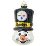 NFL Pittsburgh Steelers Blown Glass Top Hat Snowman Ornament by Topperscot