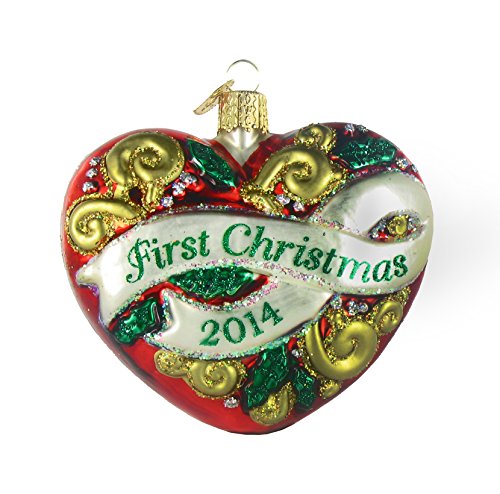 Old World Christmas First Christmas Heart Glass Ornament