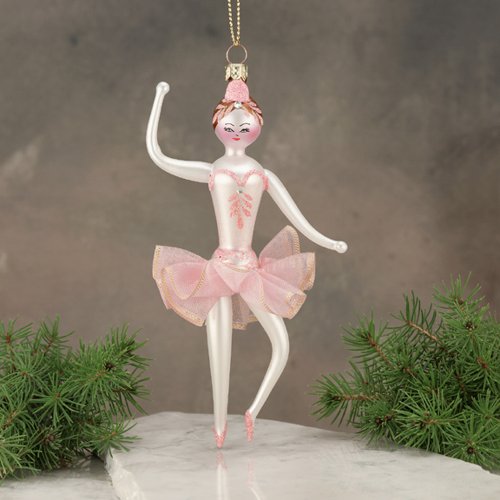 De Carlini Ballerina Italian Mouthblown Glass Christmas Ornament
