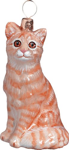 The Pet Set Blown European Glass Cat Ornament by Joy to the World Collectibles – Orange American Tabby Cat