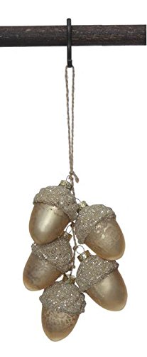 Gold Glass Acorn Cluster Christmas Tree Ornaments