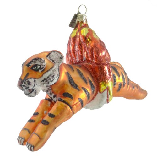 Holiday Ornament TIGER THROUGH FIRE RING 50250 Tricks Circus Animal New