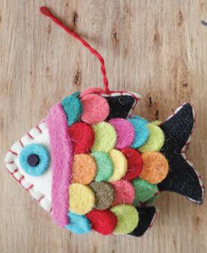 Colorful Felt Fish Christmas Tree Ornament – Single 4″ Ornament