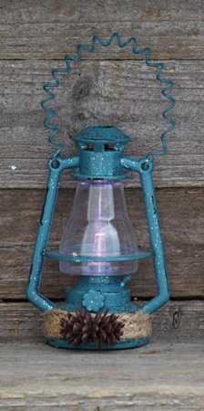 4-1/2″ Turquoise Metal Lantern LED Ornament