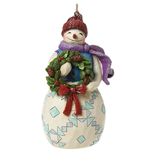 Enesco Jim Shore Heartwood Creek – Snowman with Wreath Hanging Ornament 4042972