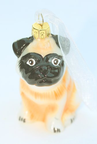 Hand-Painted Adorable Pug Puppy Plastic Ornament