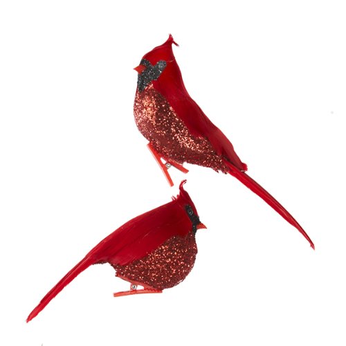4.5-6″ Red Feathr Cardinal On Clip