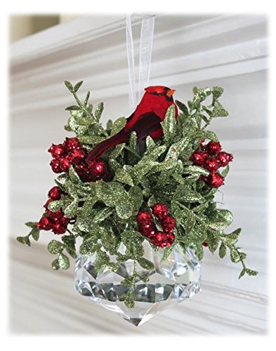 Kissing Krystal Acrylic Prism with Red Cardinal Hanging Ornament