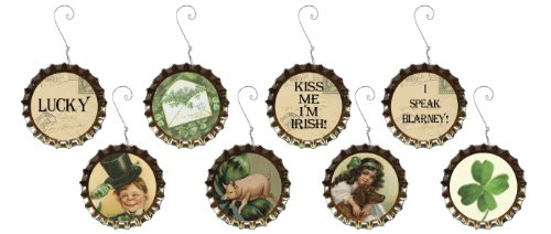 Primitives By Kathy Silver Bottlecap Miniature Ornaments Irish Happy St Patricks Day