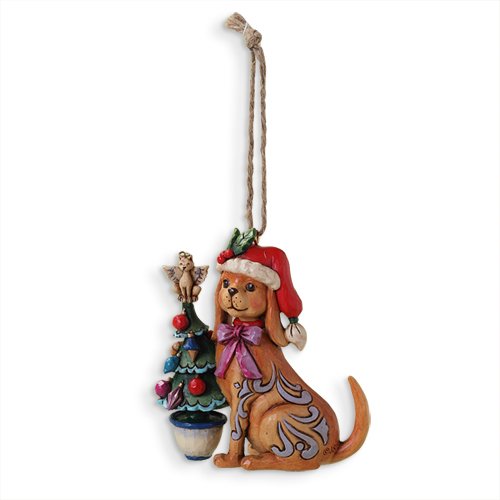 Jim Shore Christmas Dog with Tree Ornament
