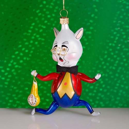 De Carlini Alice Rabbit Italian Mouthblown Glass Christmas Ornament