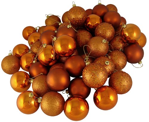 Vickerman 4-Finish Ornament Set, Includes 32 Per Box, 3-Inch, Burnish Orange