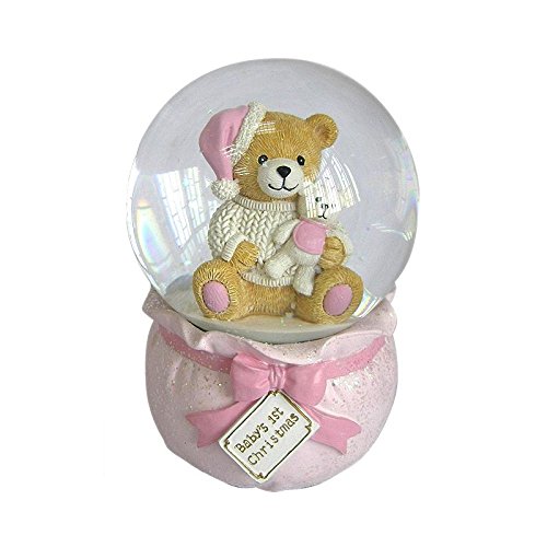 St. Nicholas Square Baby’s First ChristmasTeddy Bear Musical Snowglobe – Pink