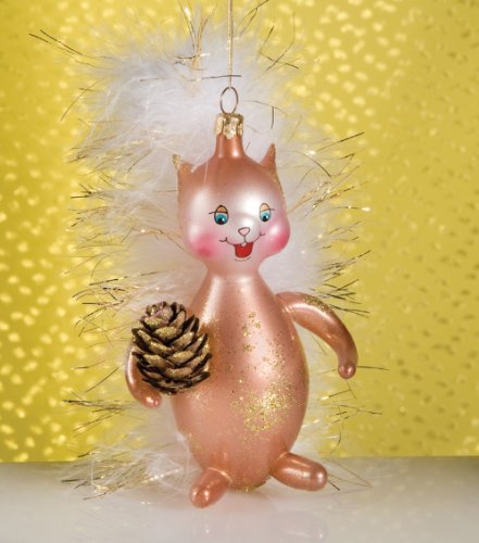 De Carlini Squirrel Italian Mouthblown Christmas Ornament