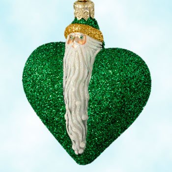 Green, Patricia Breen Christmas Ornaments, Santa Du Coeur Green Heart Santa, 2000, 2034, Valentine’s Day, St. Patrick’s