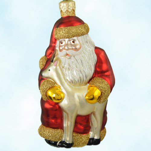 Patricia Breen Christmas Ornaments Santa and Sarenka, Red, Matte 1999, 9838, Baby Reindeer, Retired