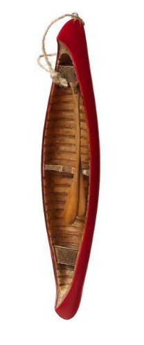 Red Wooden Canoe & Oars Christmas Tree Ornament