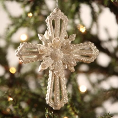 Bethany Lowe Christmas – Platinum Cross Ornament – LO0890