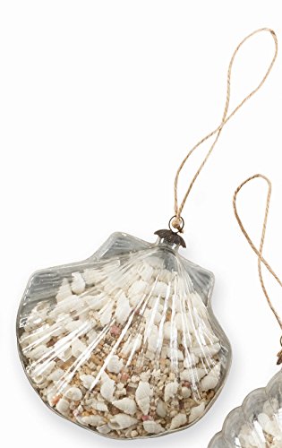 Mud Pie Glass Shell Filled Ornaments (Fan Shell)