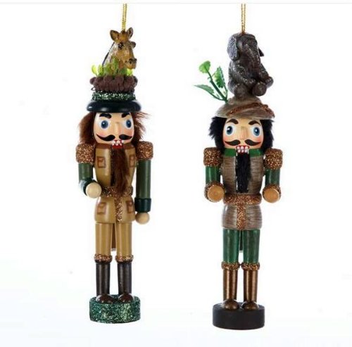 2013 Kurt Adler 2 Assorted Nutcracker Ornaments King w/Elephant Hat & King w/Giraffe Hat