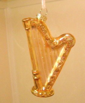 MarthaHoliday Silent Night Set of 4 Glass Harp Christmas Ornaments