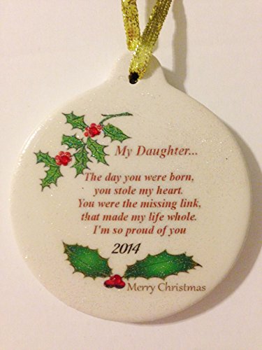 Daughter with Love 2014 Porcelain Christmas Ornament Rhinestone Crystal Accent