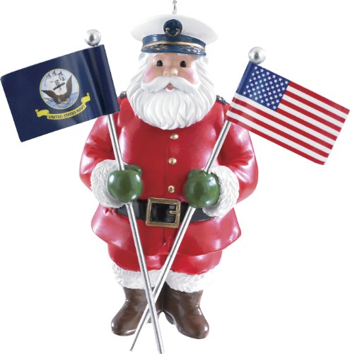 Navy Santa With Flags 2014 Carlton Heirloom Ornament