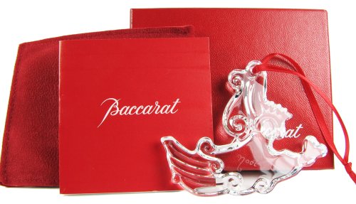 Retired 2000 Baccarat Angel with Heart Crystal Christmas Ornament