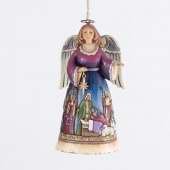 Jim Shore for Enesco Heartwood Creek Angel with Nativity Skirt Ornament, 4.5-Inch