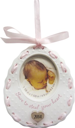 Baby Girl’s 1st Christmas Bib Frame 2014 Carlton Heirloom Ornament