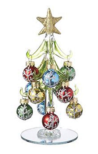 Frosted Snowflake Ornaments on Glass Christmas Trees by Ganz