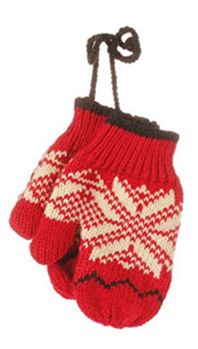 5″ Alpine Chic Red, Black and Cream Snowflake Nordic Design Knit Mitten Christmas Ornament