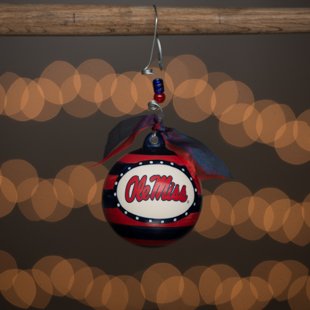 Glory Haus OLE Miss Stripe Ornament. Have Yourself a RED and Blue Christmas! Comes with a Decorative Ribbon & Packaged in a Gift Box for Perfect Presentation.