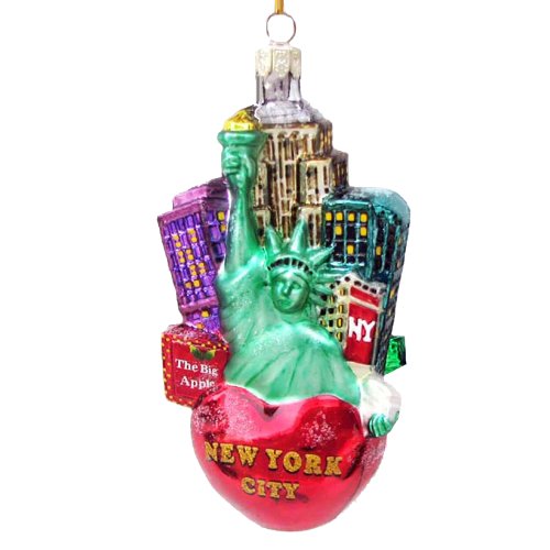 Kurt Adler C4108 New York City Glass Cityscape Ornament, 5-Inch