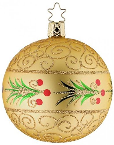 Inge-Glas Golden Holly Christmas Ornament