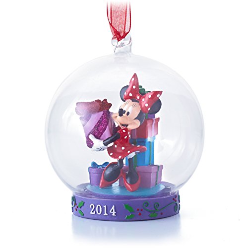 Hallmark Disney Minnie Mouse with Gifts Glass Christmas Ornament