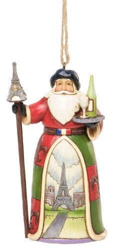 Jim Shore for Enesco Heartwood Creek French Santa Ornament, 4.25-Inch