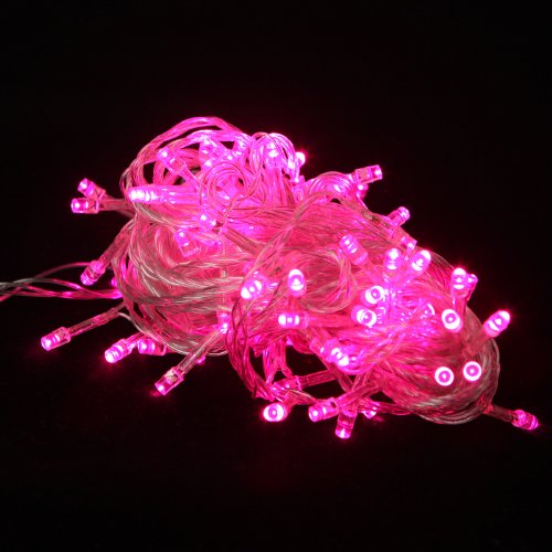 HDE 100 Pink Energy Efficient Water Resistant LED Fairy String Lights for Patio, Party, Holiday, Christmas – 32 Feet