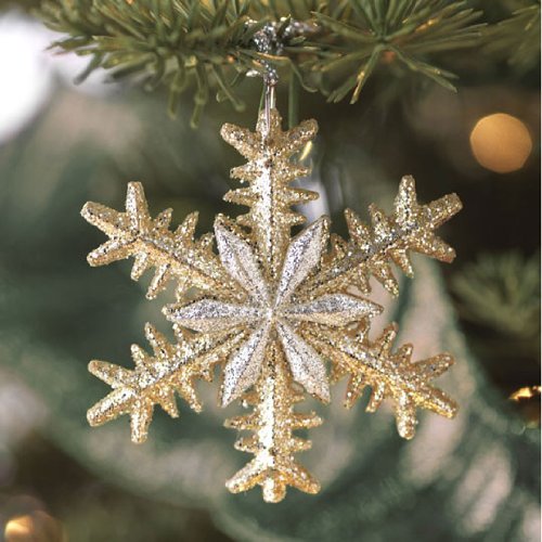 RAZ Imports – Glittered Gold and Silver Snowflake Ornaments 2″