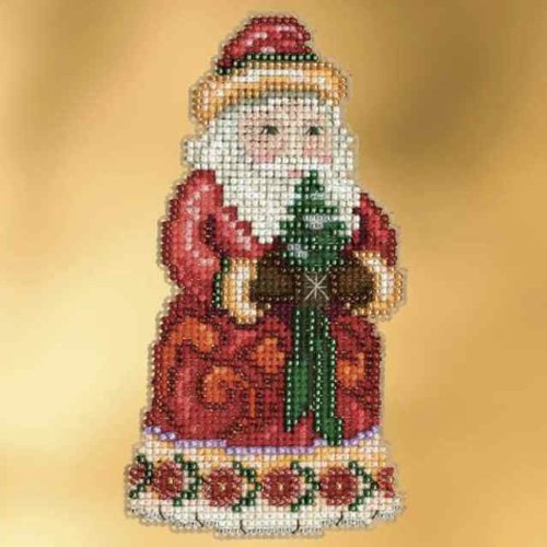 Mill Hill Christmas Santa Ornament Counted Cross Stitch Kit w/ Glass Beads Christmas Cheer JS203102