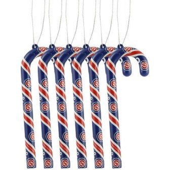 Chicago Cubs Set of 6 Candy Cane Ornaments