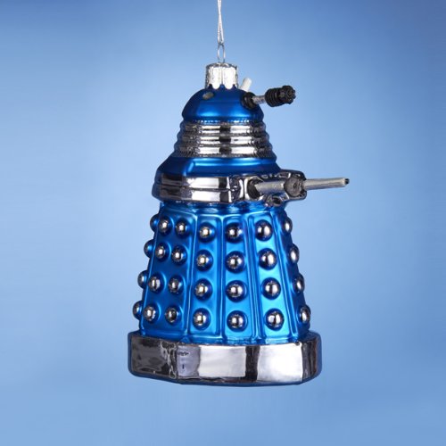 Kurt Adler Doctor Who Glass Dalek Ornament, 5-Inch, Blue