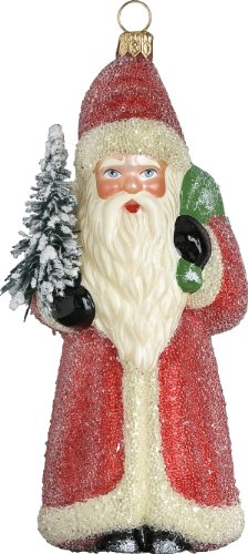 Ino Schaller Blown Glass Dresden Red Santa Ornament by Joy To The World Collectibles