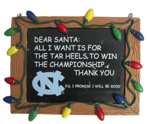 North Carolina Tar Heels NCAA College Chalkboard Holiday Christmas Ornament