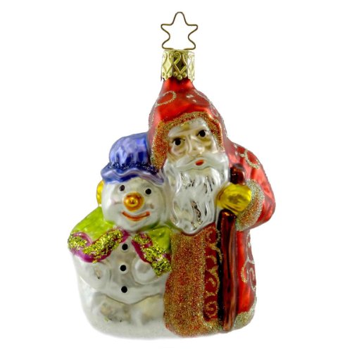Inge Glas TEAMED UP FOR CHRISTMAS 112302 Ornament Snowman Santa New