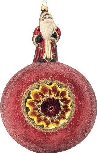 Ino Schaller Large Red Santa Kugel Blown Glass Christmas Ornament by Joy To The World Collectibles