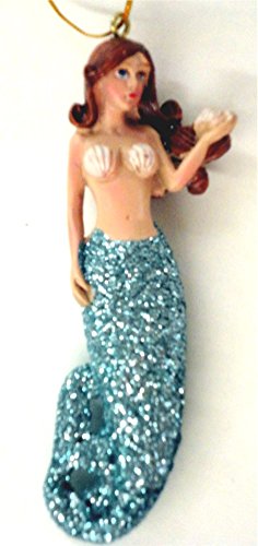 Mermaid Showing a Shell Christmas Ornament